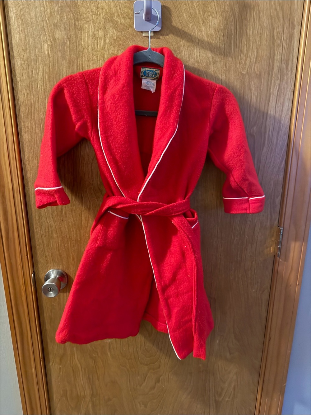 Vintage  Tom And Jerry Red Fleece Robe Cover Up Size 6